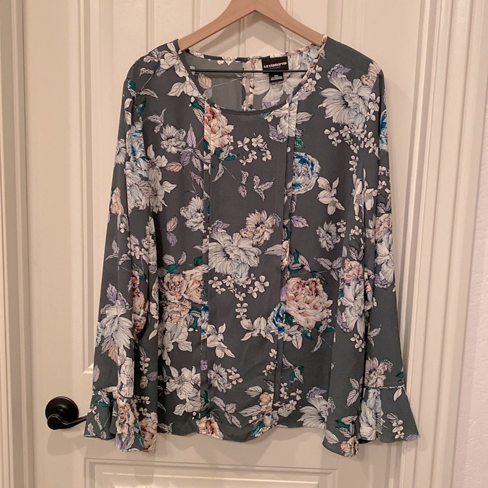 Green Floral Liz Claiborne Blouse XXL